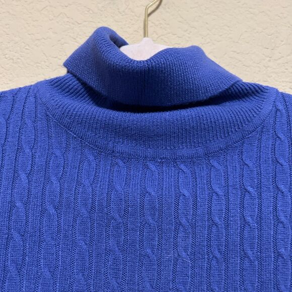 Cashmere Best Quality Turtleneck Sweater Womens Medium Purple Cable Knit Ribbed - Picture 4 of 8